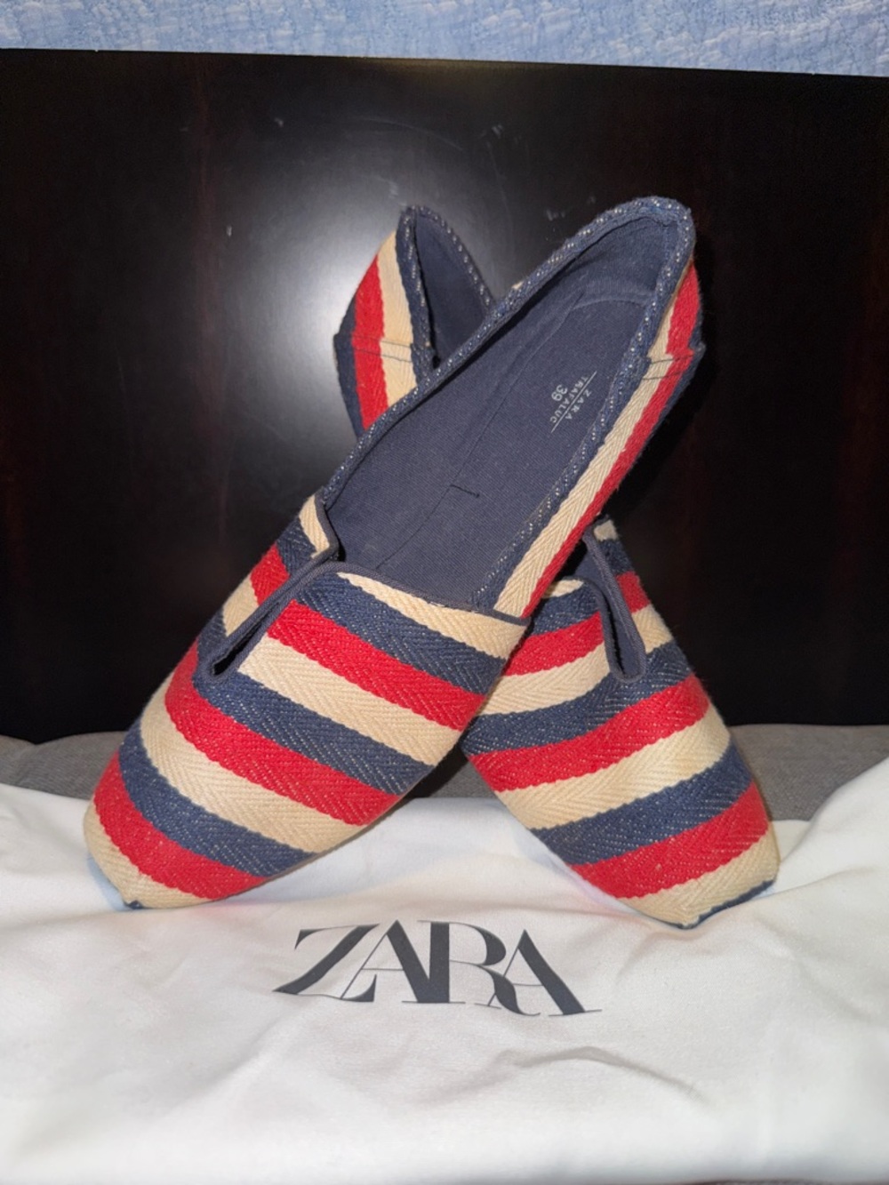 Zara Navy Woven Slip-On Espadrille